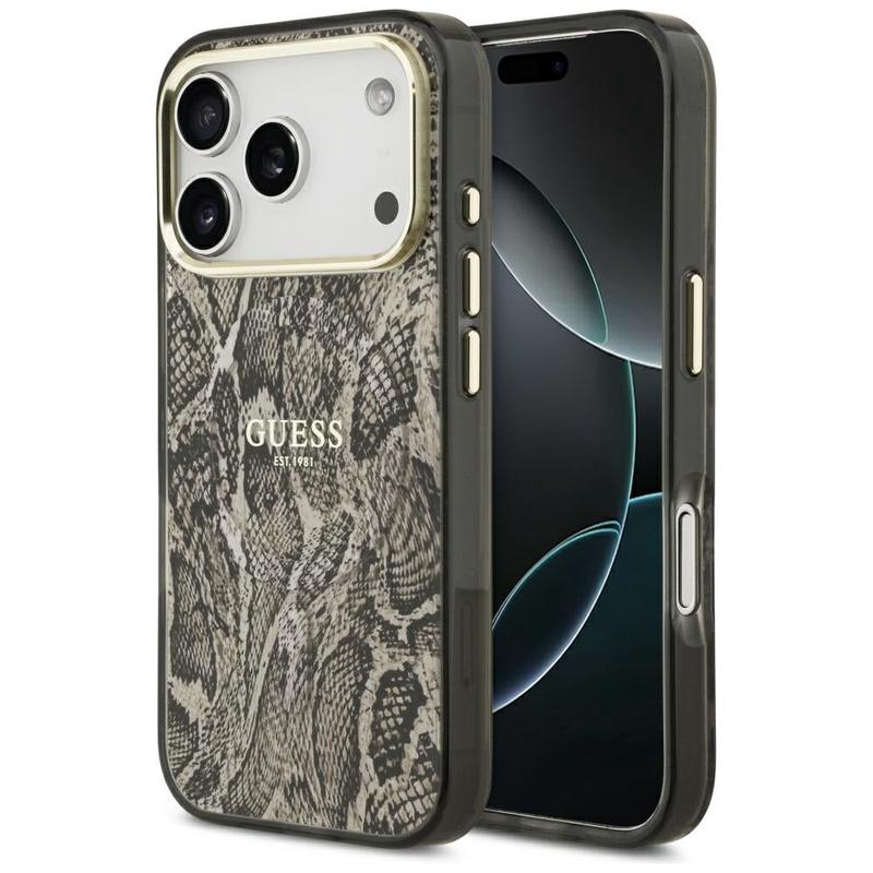 Funda MagSafe para Apple iPhone 17 Pro, Guess, Patrn Python, Marrn