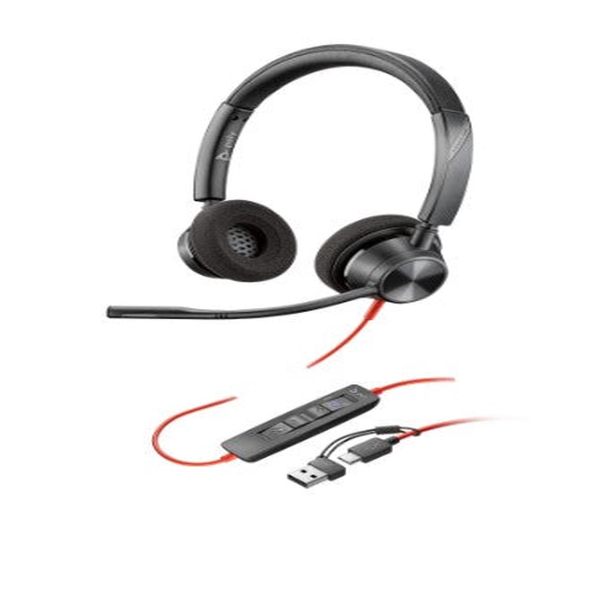 Poly Blackwire 3320 Microsoft Teams Certified Headset +USB-C/A Adapter TAA