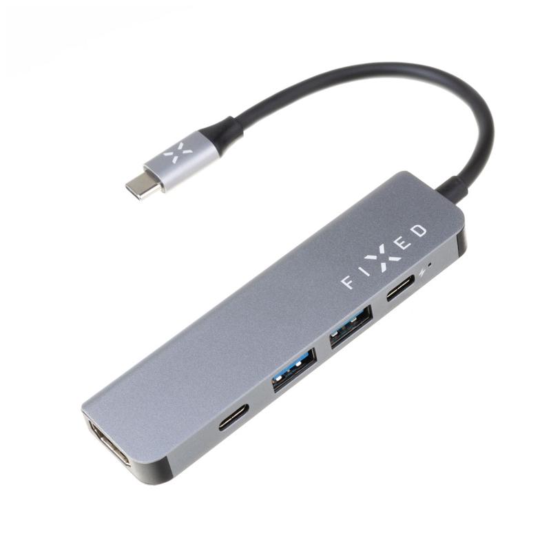 Hub USB-C Fixed, 4 en 1, Gris