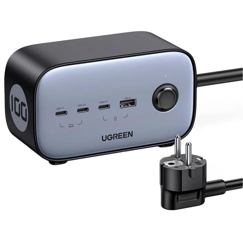 Regleta UGREEN CD270, 2 x Schuko, Gris