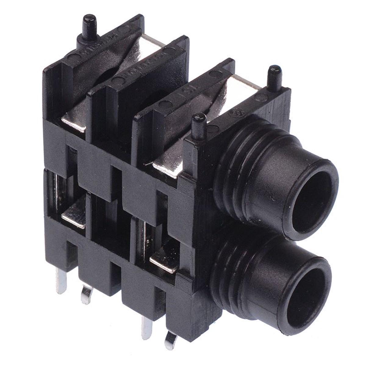 6.35mm Mono PCB Dual StackJack Socket FCR1116