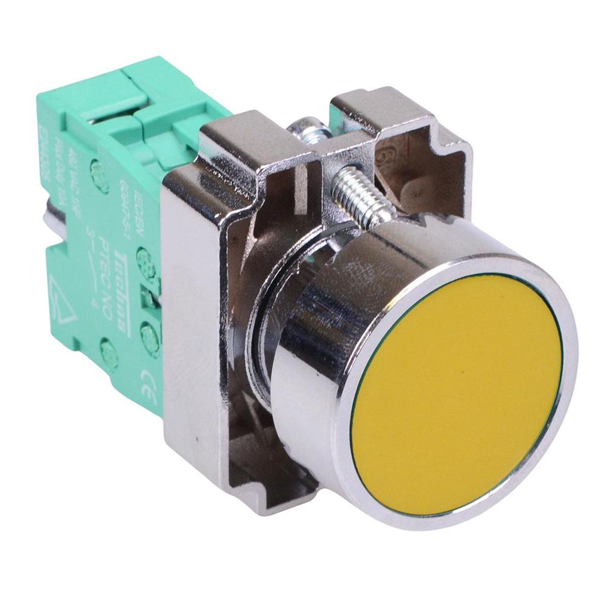 Techna PtecMetPNYellow Yellow Flush Push Button Switch Metal 10A 1NO