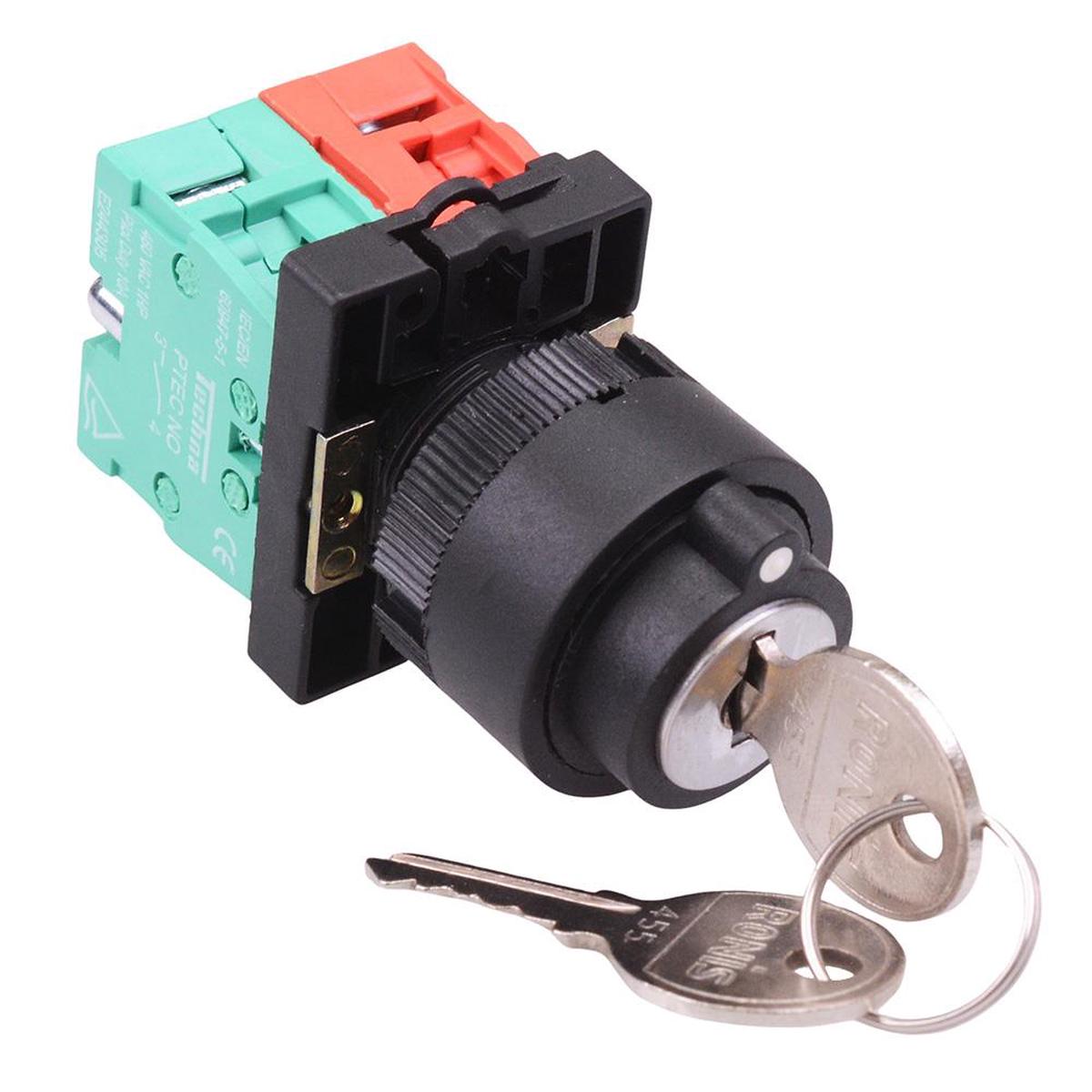 Techna PtecK3CRC 3 Position Plastic Key Switch 10A 1NO-1NC