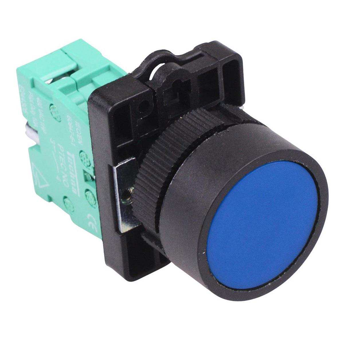 Techna PtecPNBlue Blue Flush Push Button Switch 10A 1NO