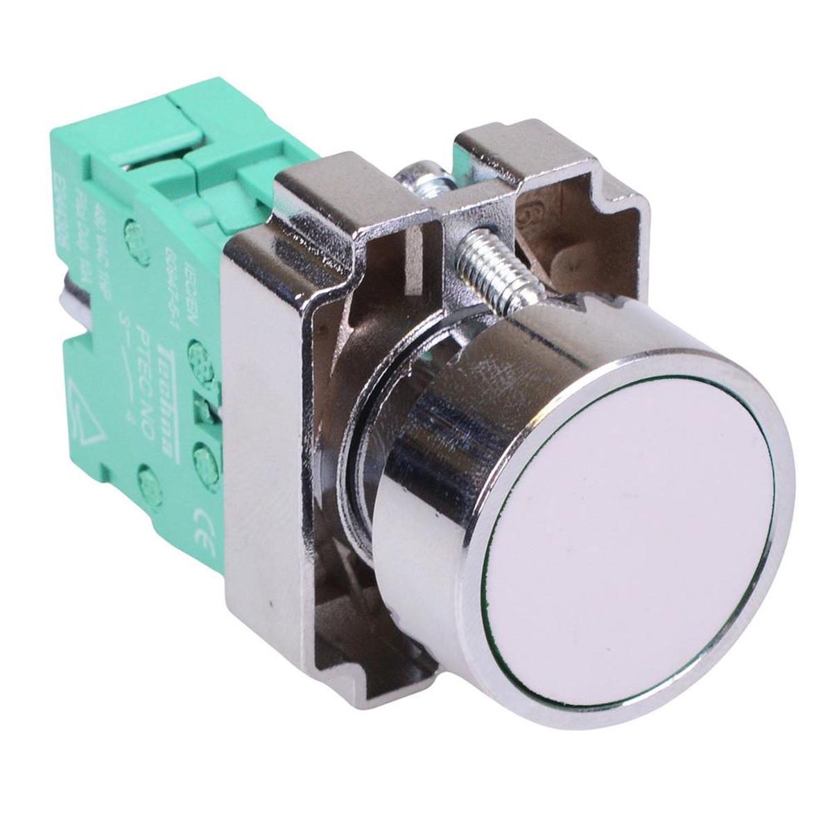 Techna PtecMetPNWhite White Flush Push Button Switch Metal 10A 1NO