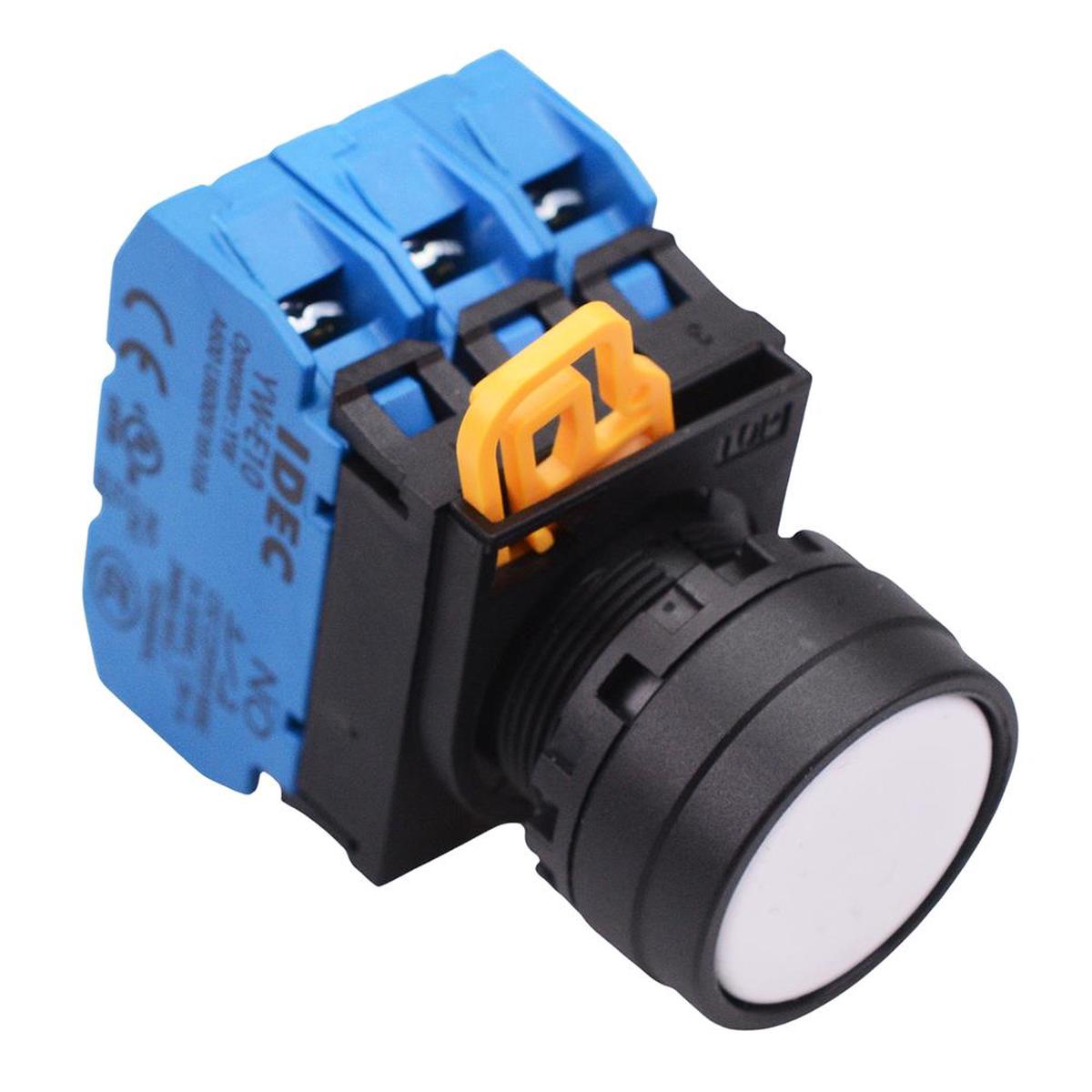 YW1B-A1E30W White 22mm Maintained Push Button Switch 3NO IP65 IDEC