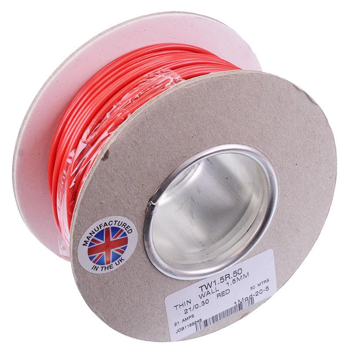 Red 1.5mm Thin Wall Cable 21/0.3mm 50M