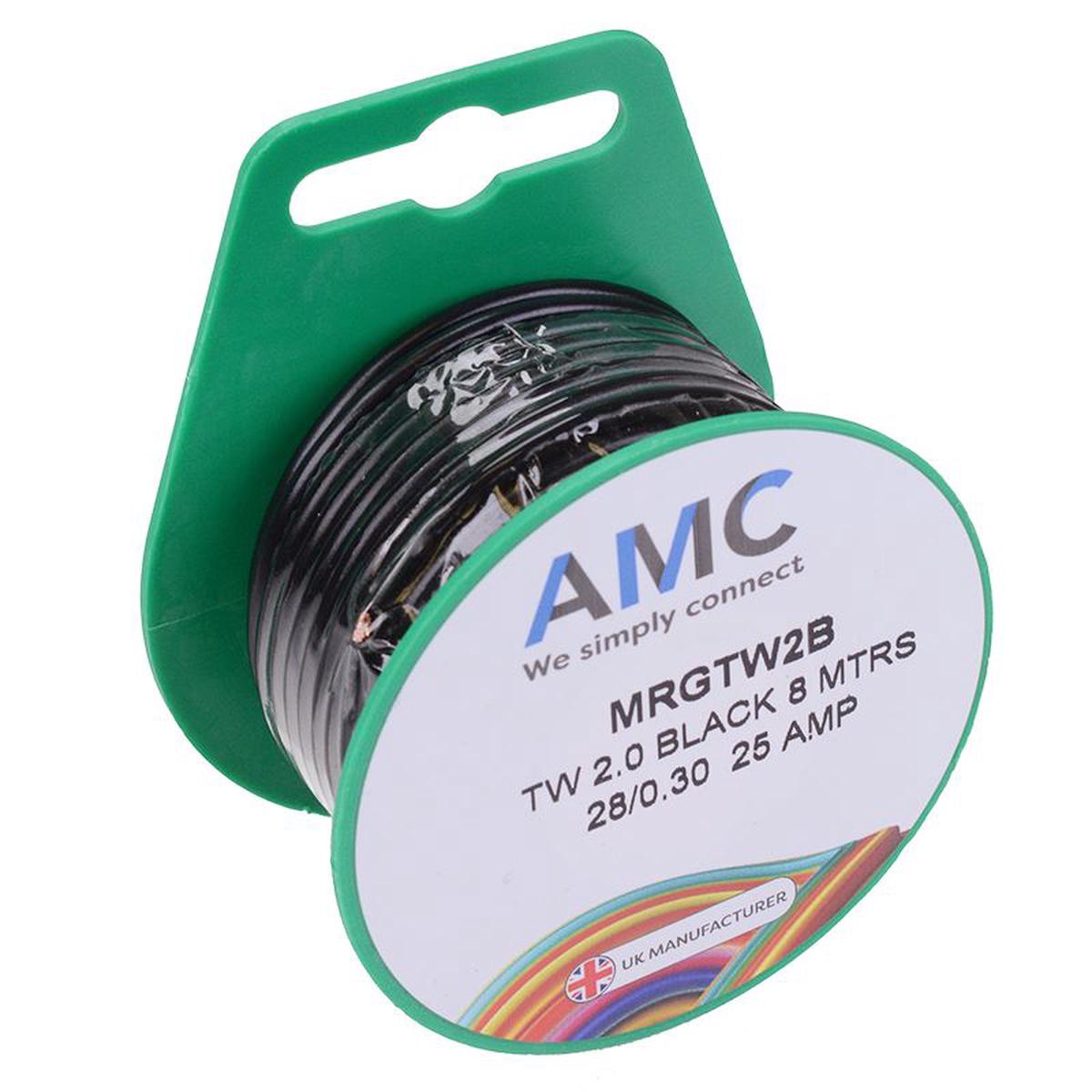 Black 2mm Thin Wall 25A Cable Mini Reel 8M