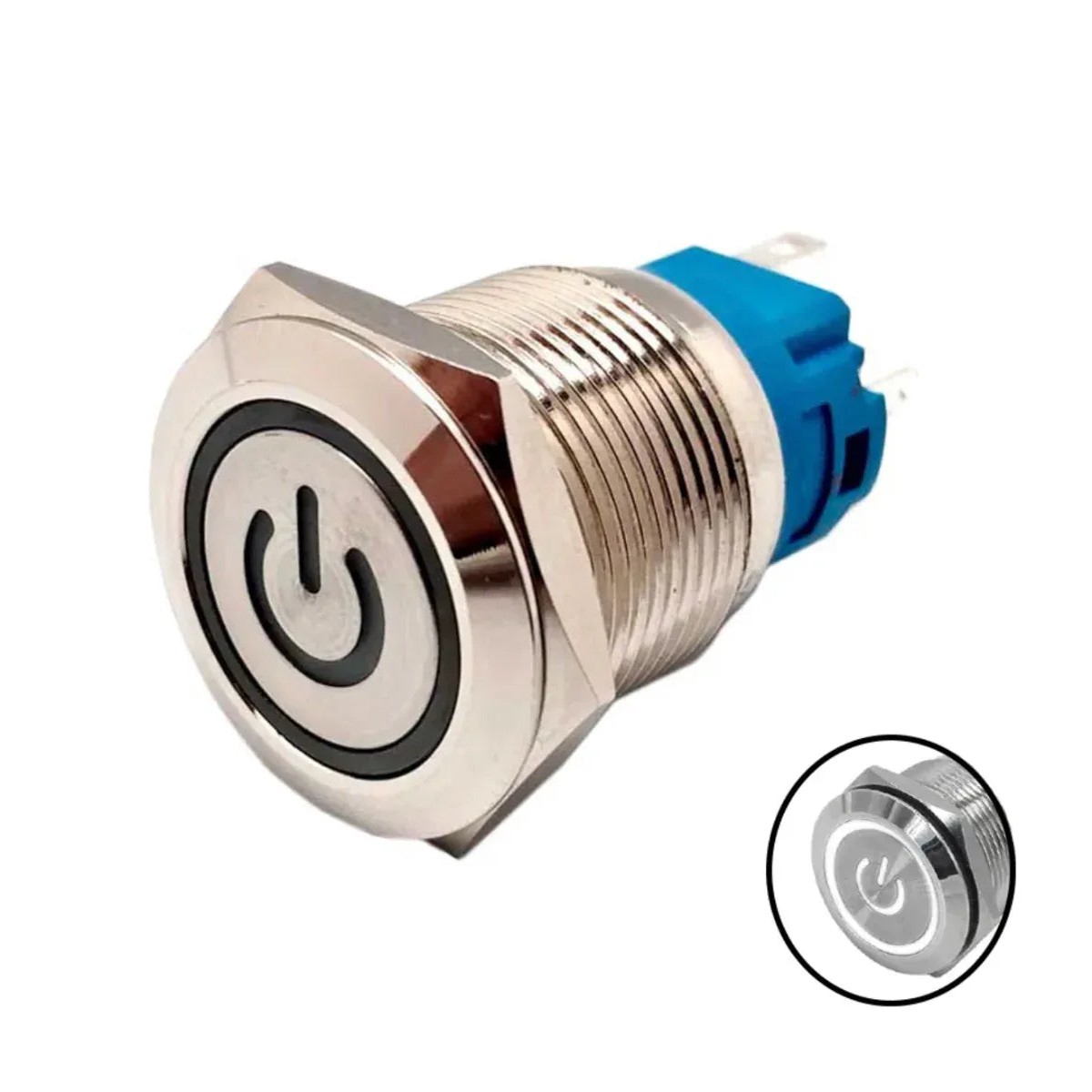 Metal Push Button Switch (3V-6V), Self-Locking 12mm