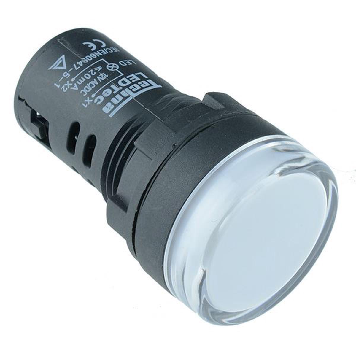 White 22mm LED Pilot Indicator Light 110V