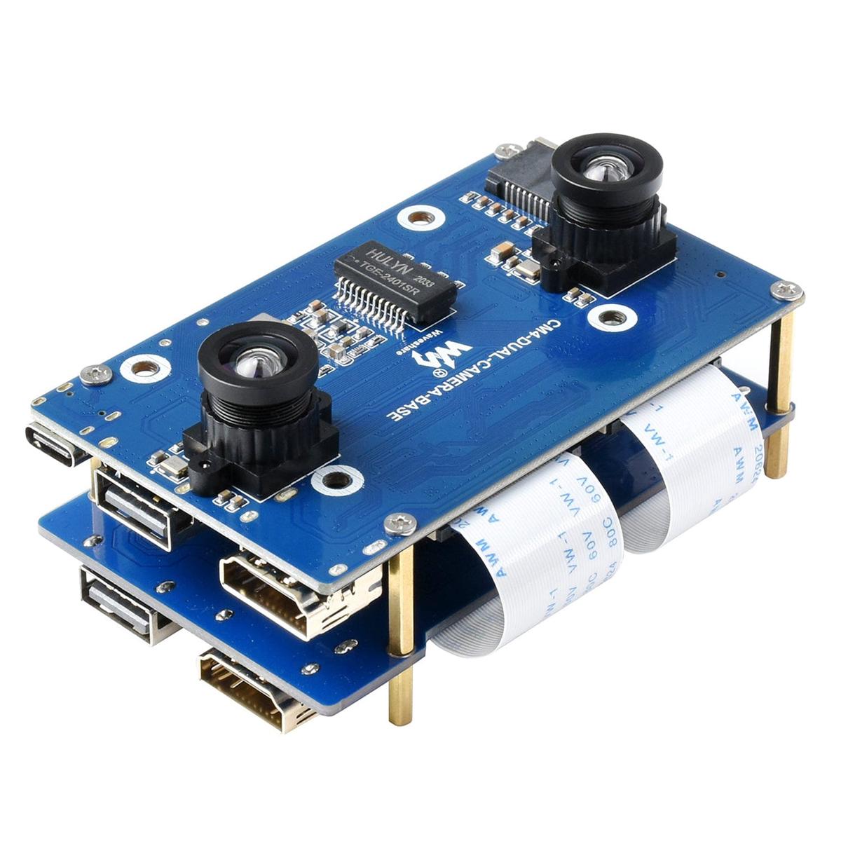 Binocular Camera Base Board for CM4 with Interface Expander