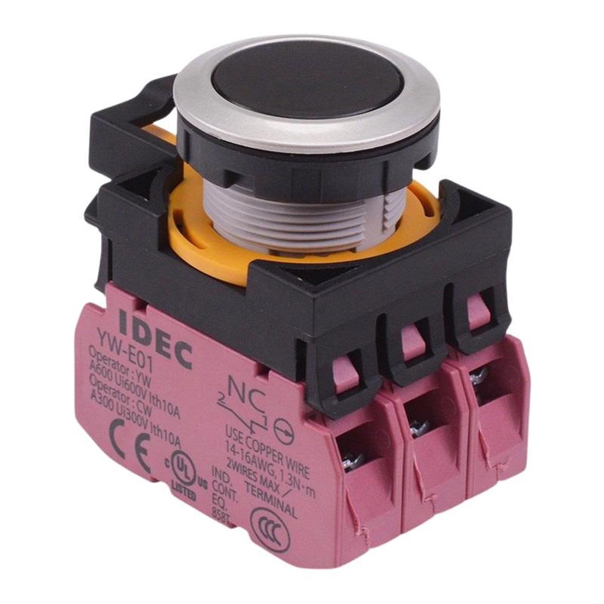 CW4B-A1E03B Black Metallic Maintained Push Button Switch 3NC IP65 IDEC