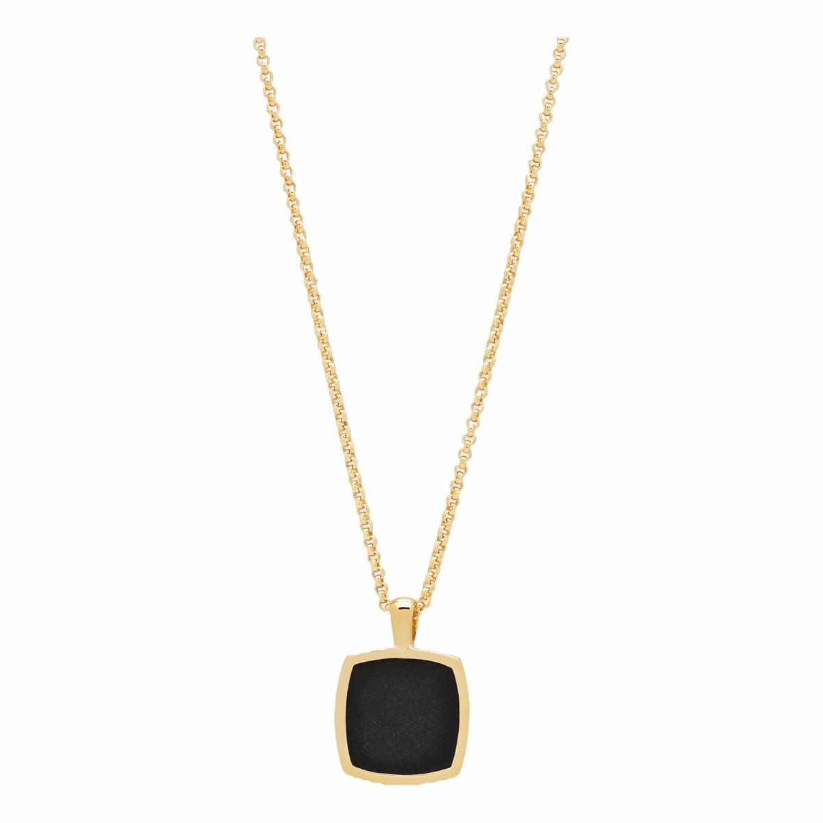 Cushion Pendant Onyx Gold Silver