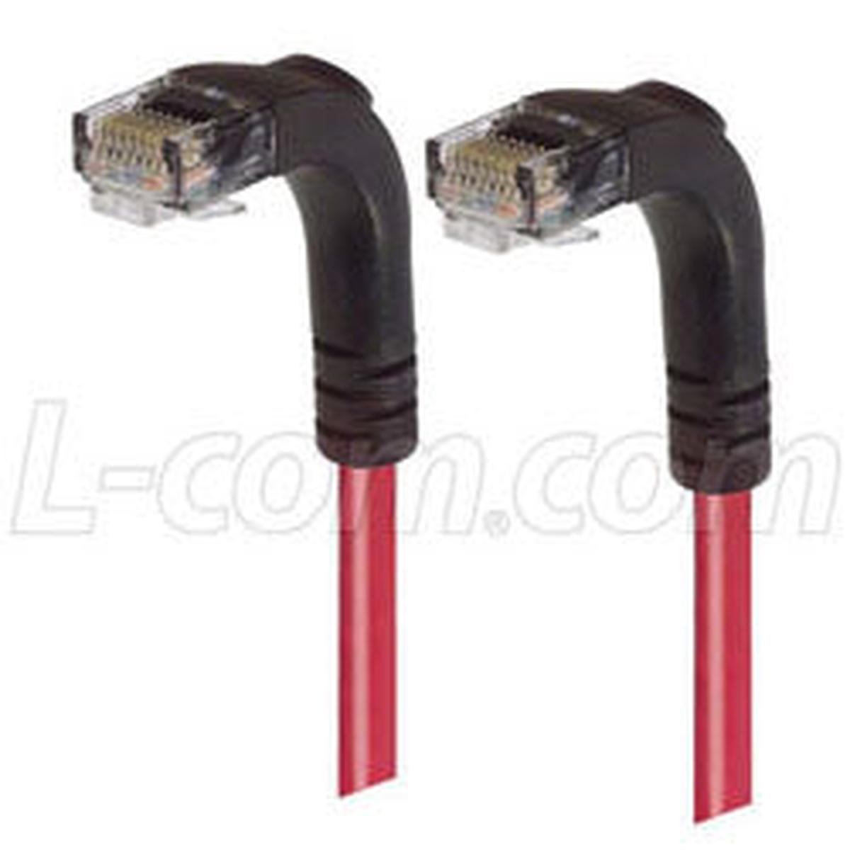 Cat 6 LSZH Right Angle Patch Cable, Right Angle Down/Right Angle Down, Red, 5.0 ft