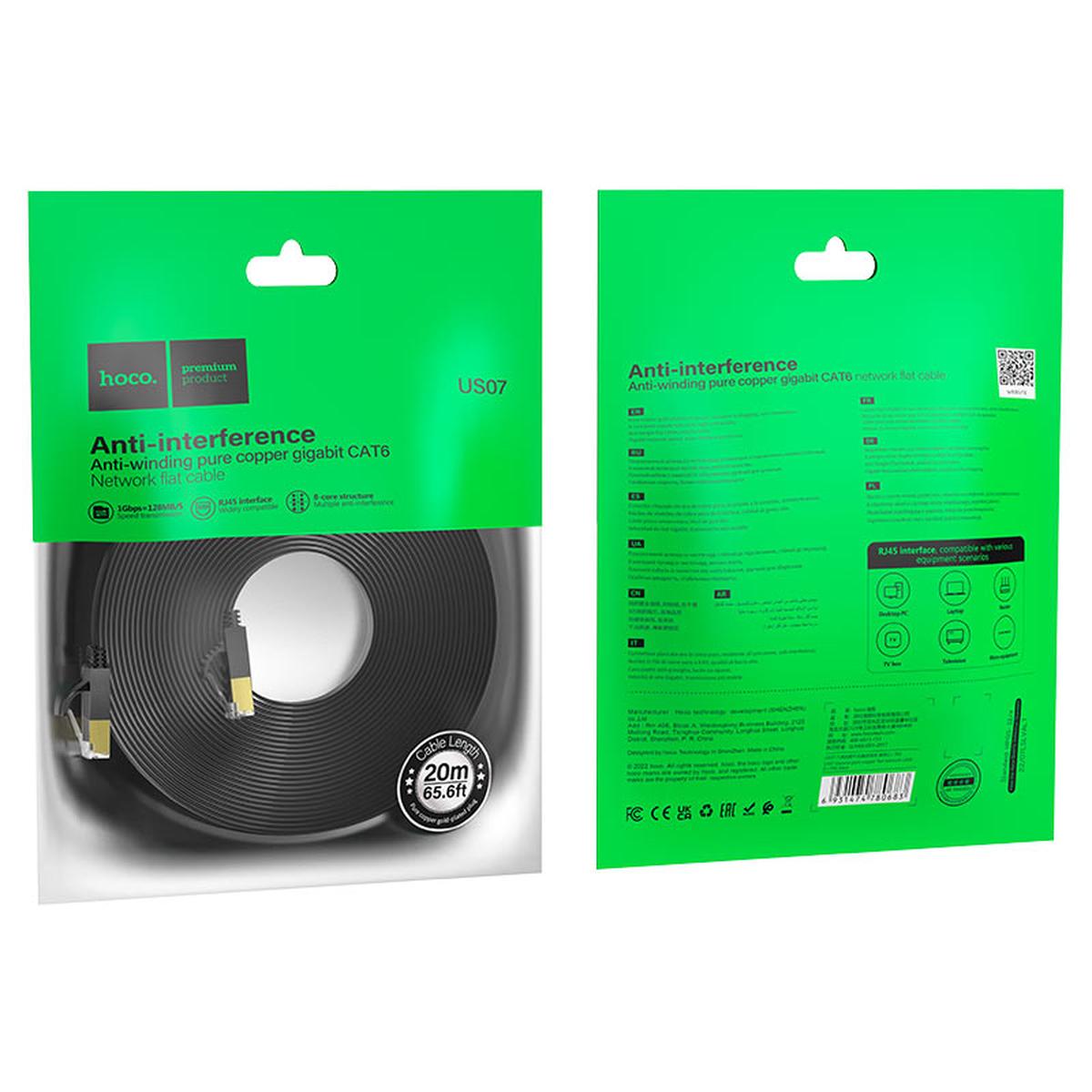 Hoco US07 General Pure Copper Flat CAT6 Network Cable, 3M