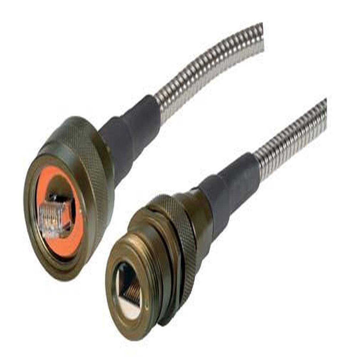 Armored IP68 Cat5e Cable RJ45 Plug to Jack ZnNi w/ FR-TPE Cable 1m
