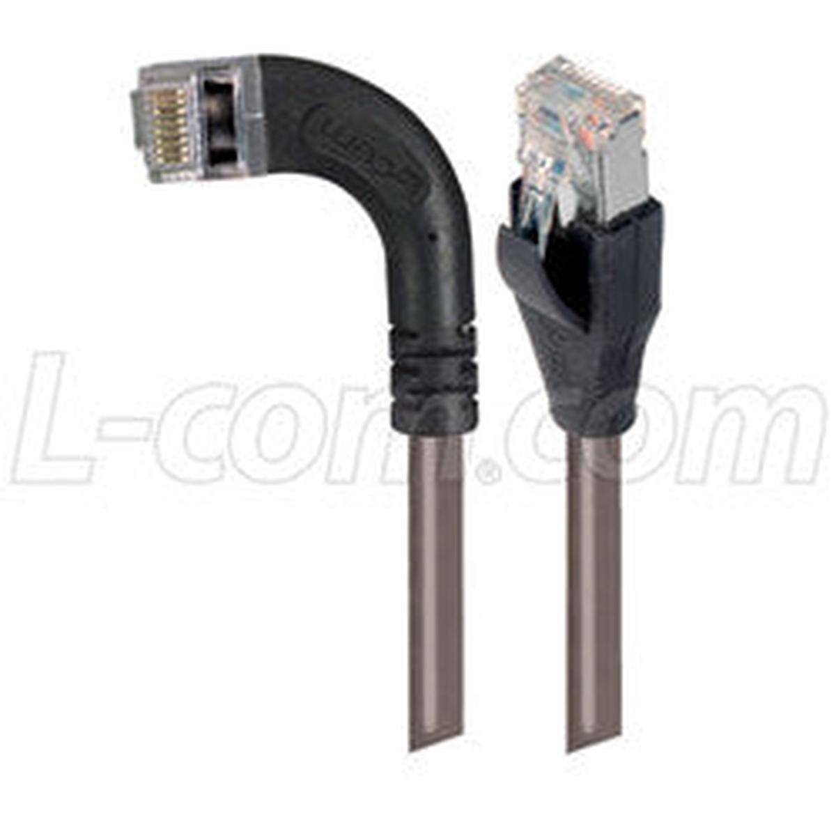 Cat 6 Shielded LSZH Right Angle Patch Cable, Straight/Right Angle Left, Gray, 7.0 ft