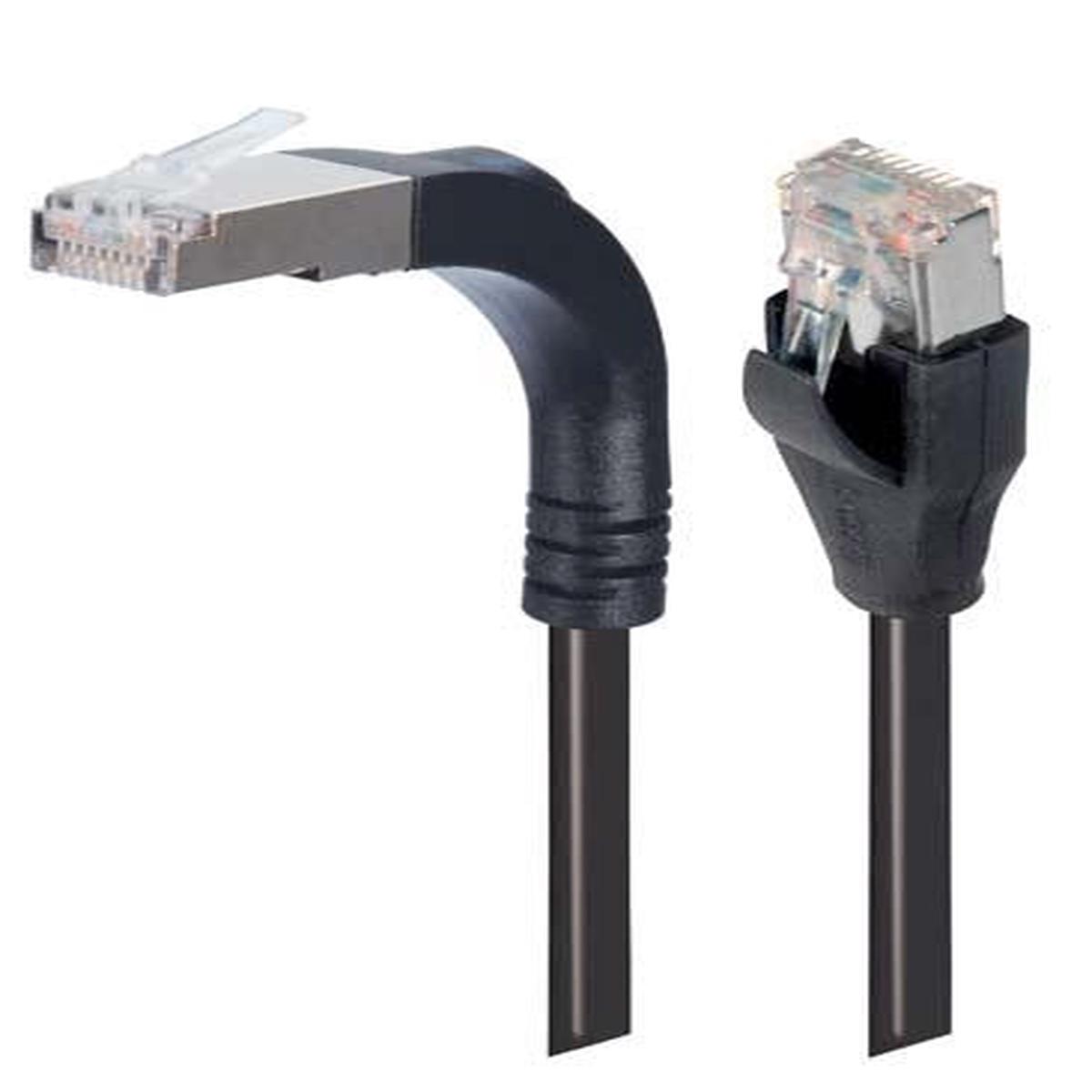 Shielded Category 6 Right Angle Patch Cable Stackable Black 10.0 ft