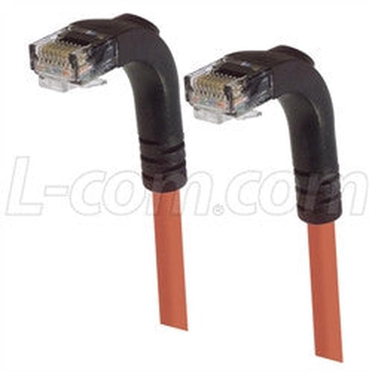 Cat 5E Right Angle Patch Cable, Right Angle Down/Right Angle Down, Orange, 3.0 ft
