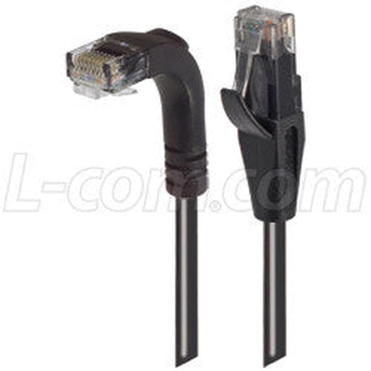 Cat 5E Right Angle Patch Cable, Straight/Right Angle Down, Black 7.0 ft