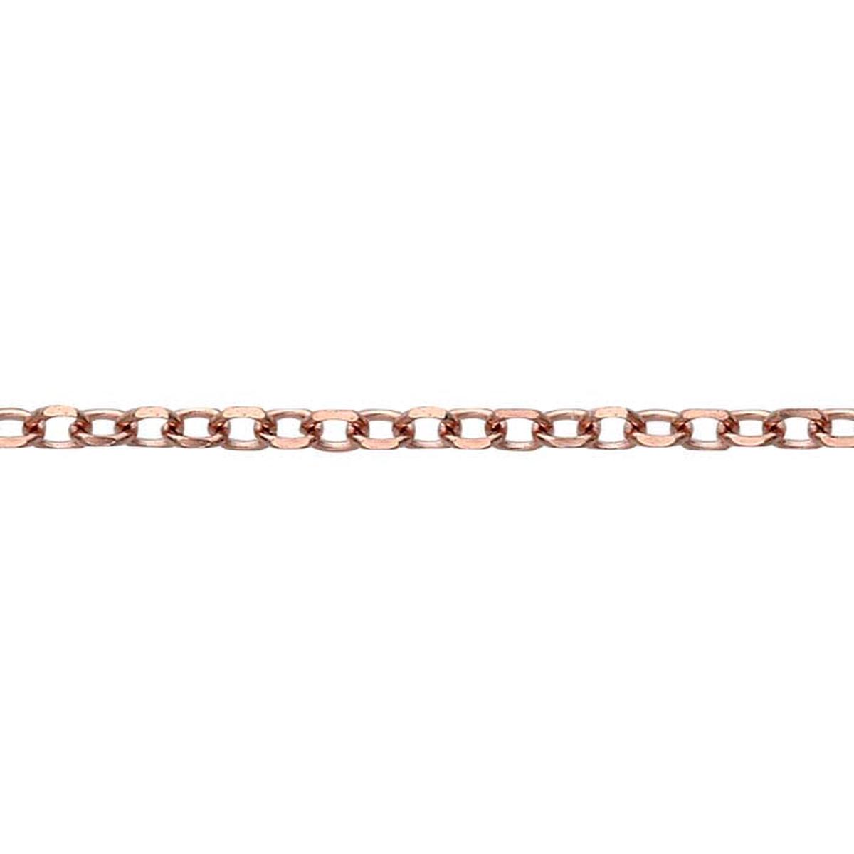14K Rose Gold Diamond-Cut Cable Chain, Adjustable