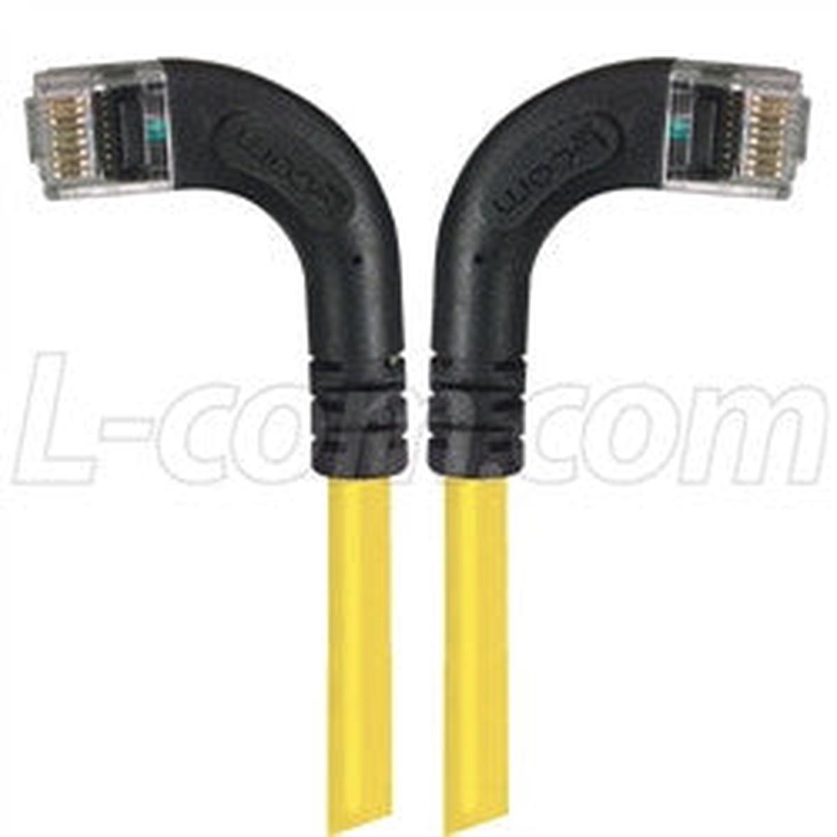 Cat 5E Right Angle Patch Cable, RA Left Exit/RA Right Exit, Yellow, 7.0 ft