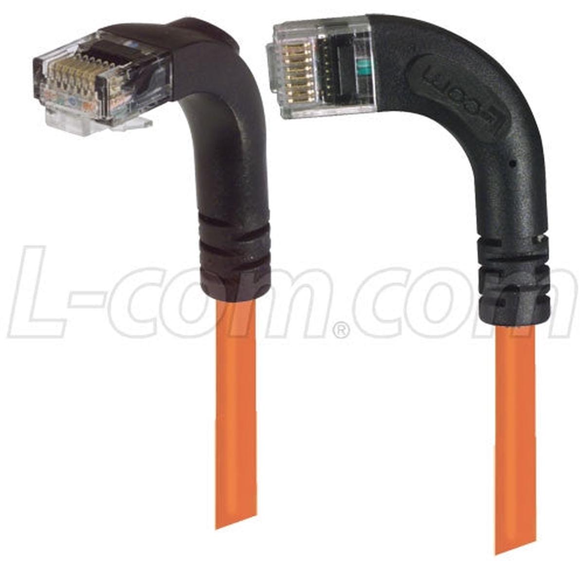 Cat 5E Right Angle Patch Cable, RA Left Exit/Right Angle Down, Orange 1.0 ft