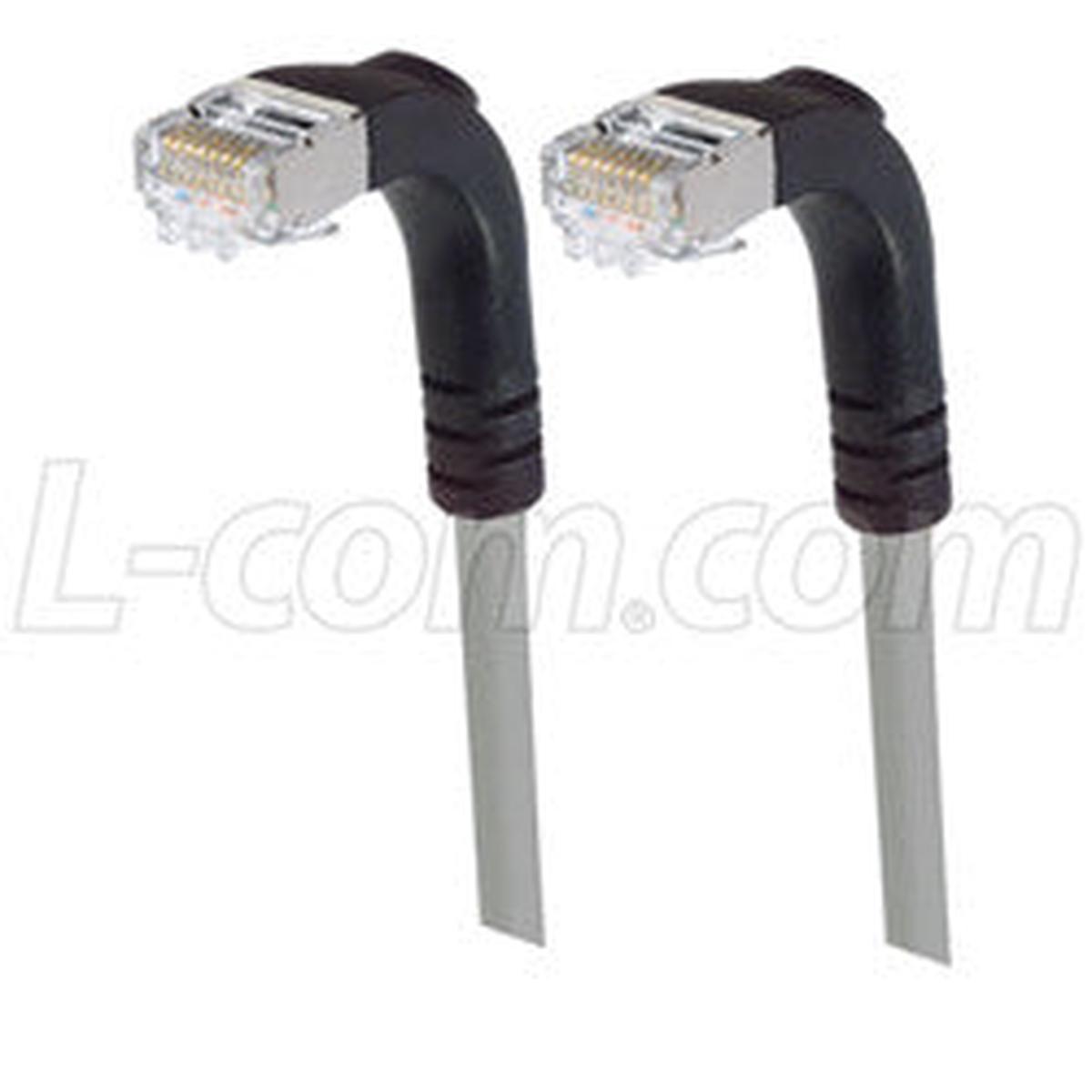 Cat 6 Shielded LSZH Right Angle Patch Cable, Right Angle Down/Right Angle Down, Gray, 7.0 ft