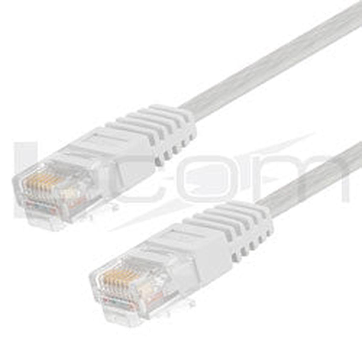Category 5E Flat Patch Cable, RJ45 / RJ45, White, 5.0 ft