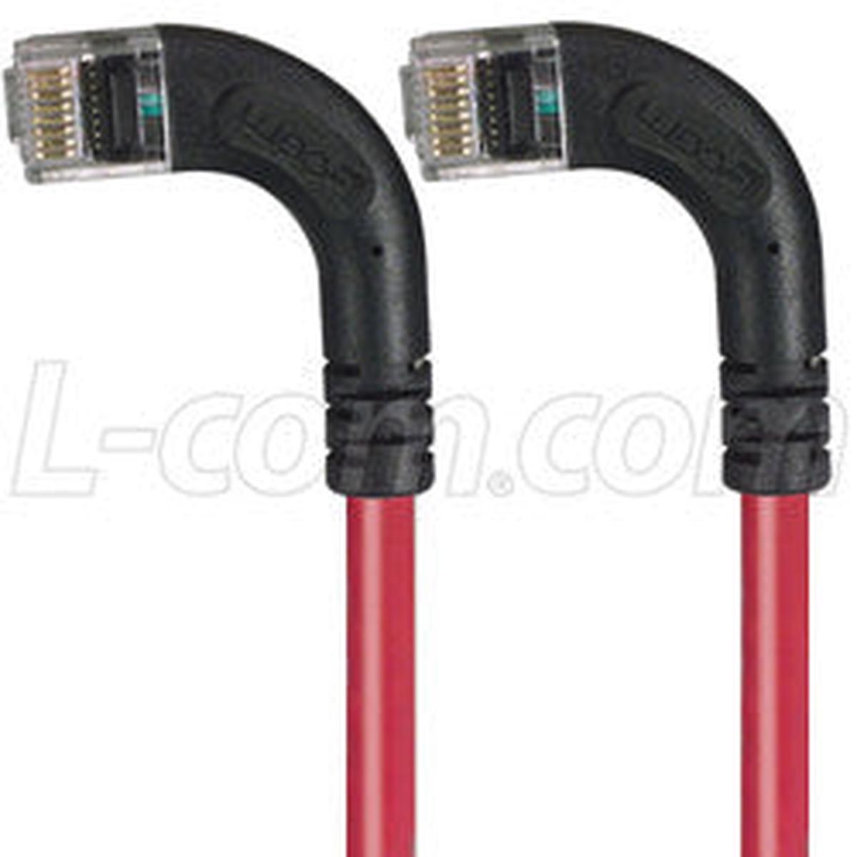 Cat 6 LSZH Right Angle Patch Cable, Right Angle Left/Right Angle Left, Red, 25.0 ft