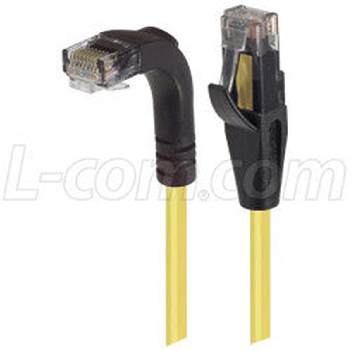 Cat 5E Right Angle Patch Cable, Straight/Right Angle Down, Yellow, 25.0 ft
