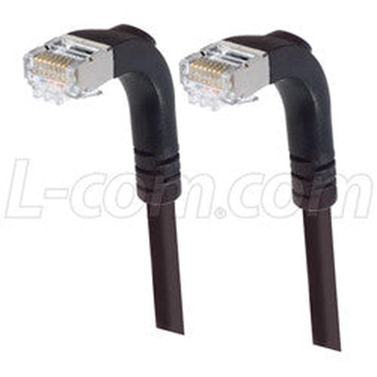 Cat 6 Shielded LSZH Right Angle Patch Cable, Right Angle Down/Right Angle Down, Black, 25.0 ft