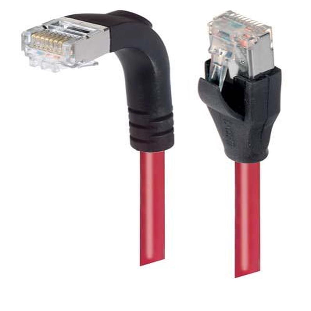 Cat6 Shielded LSZH RA Cable Straight/Right Angle Down Red 20ft