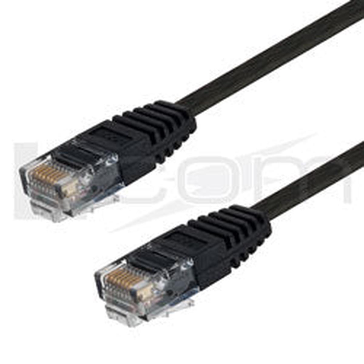 Category 6 Flat Patch Cable, RJ45 / RJ45, Black, 20ft