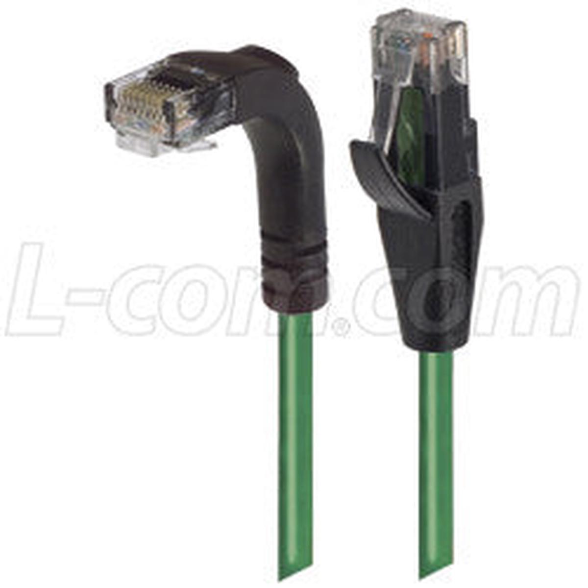 Cat 5E Right Angle Patch Cable, Straight/Right Angle Down, Green, 5.0 ft