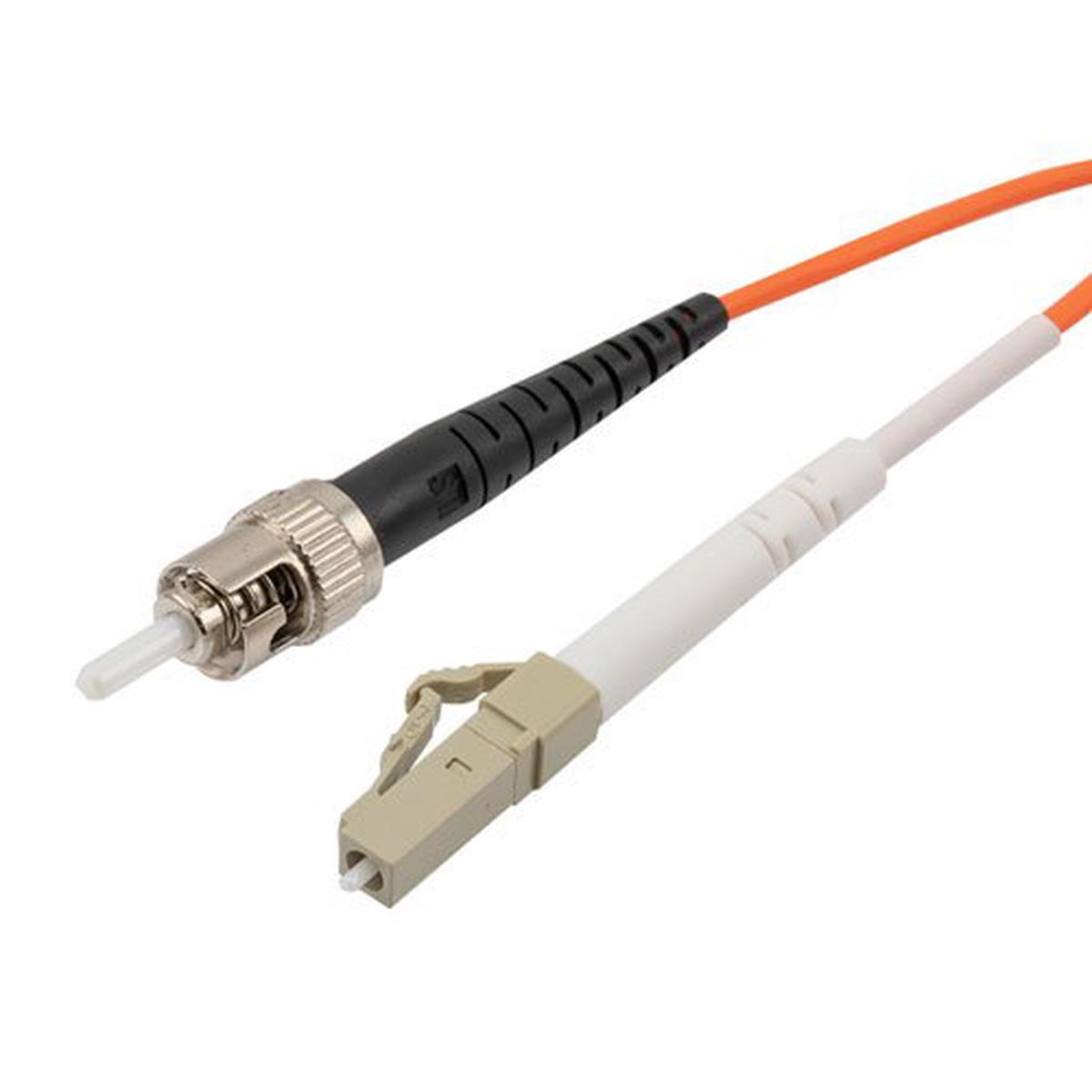 LC/ST 50/125 Multimode Simplex Fiber Patch Cable, LSZH, OM2, 5 Meter
