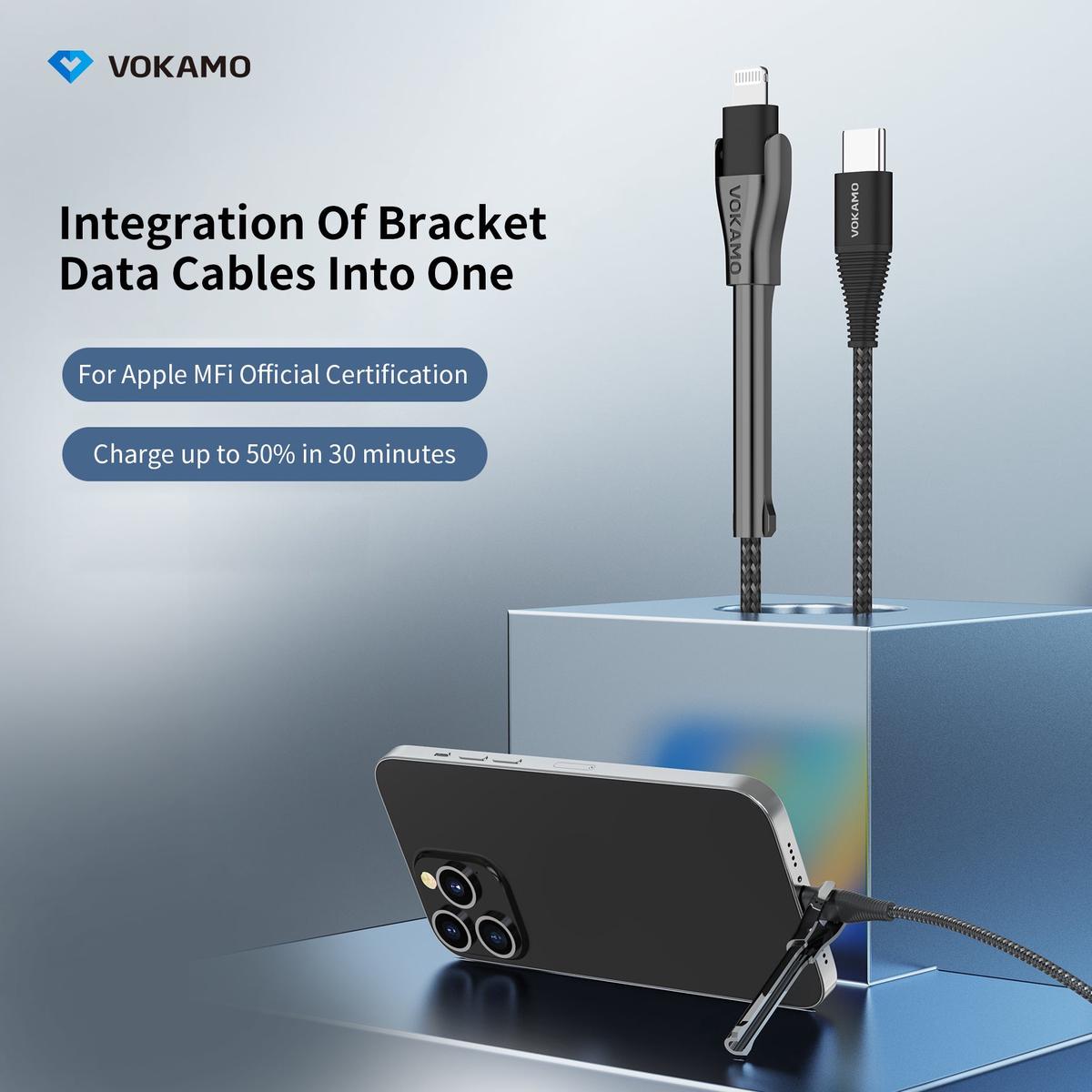 [MFI Certified]USB-C to Lightning Cable with Phone Holder Design 1.2m