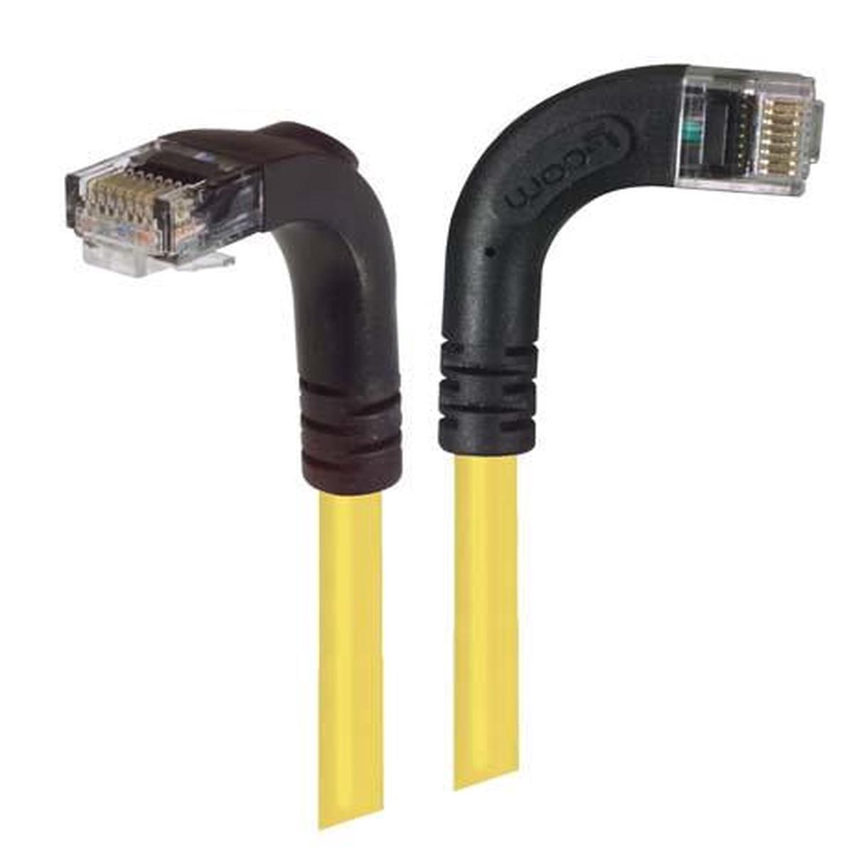 Cat 5E Right Angle Patch Cable RA Right Exit/RA Down Yellow 25ft