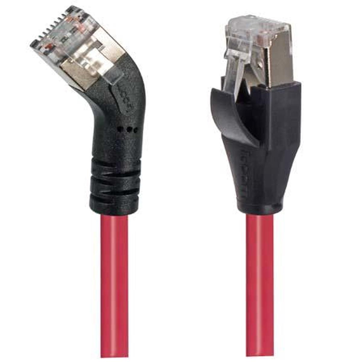 Cat 5E Shielded 45 Patch Cable Straight/Right 45 Angle Red 1.0 ft