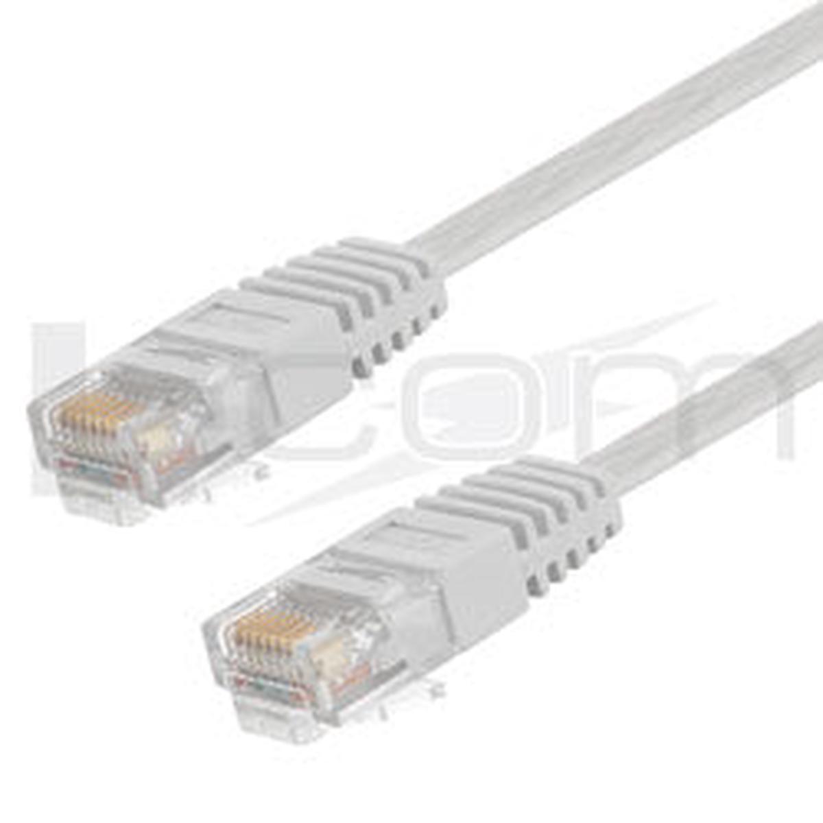 Category 6 Flat Patch Cable, RJ45 / RJ45, White, 10ft