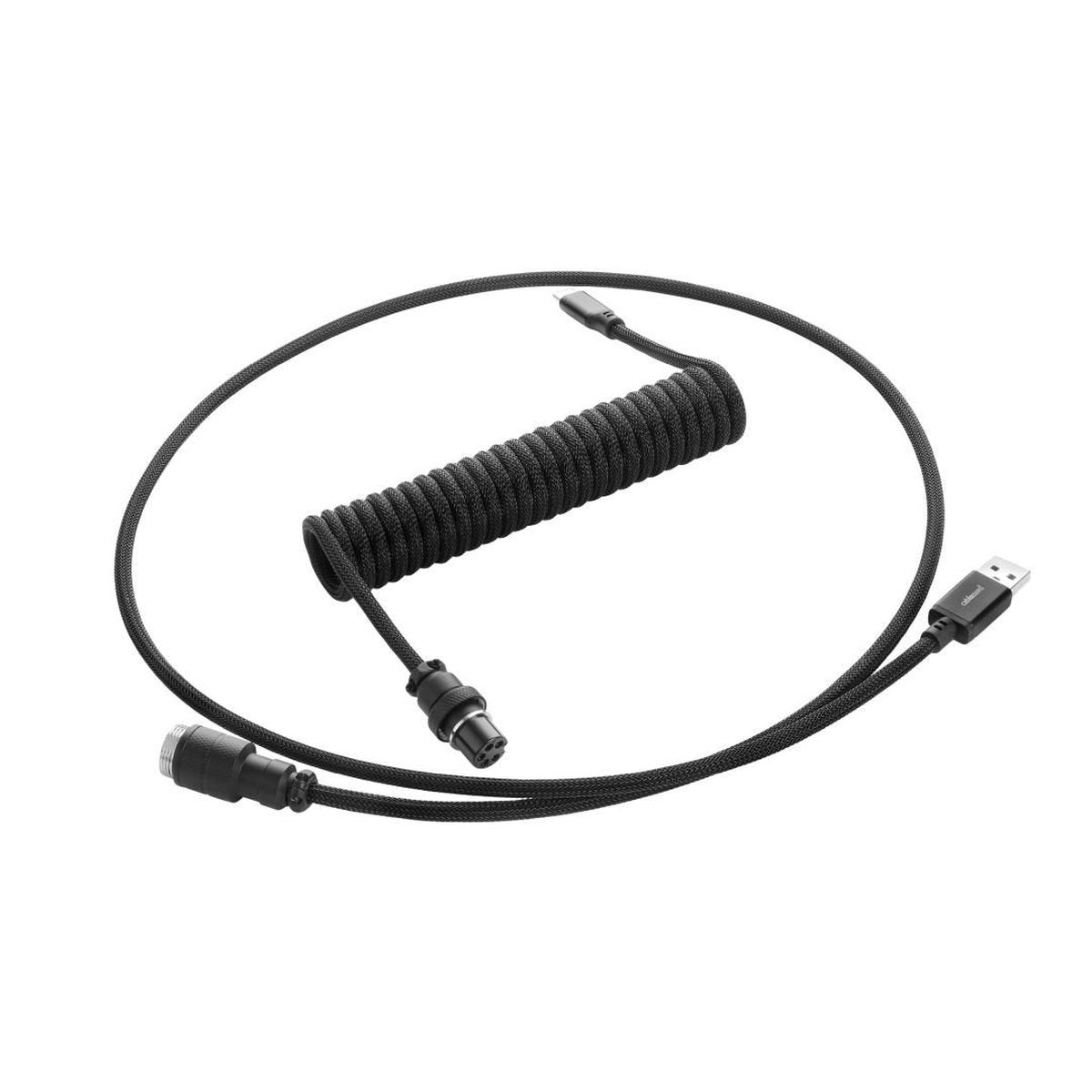 CableMod Pro Coiled Keyboard Cable (Midnight Black, USB A to USB Type C, 150cm) -