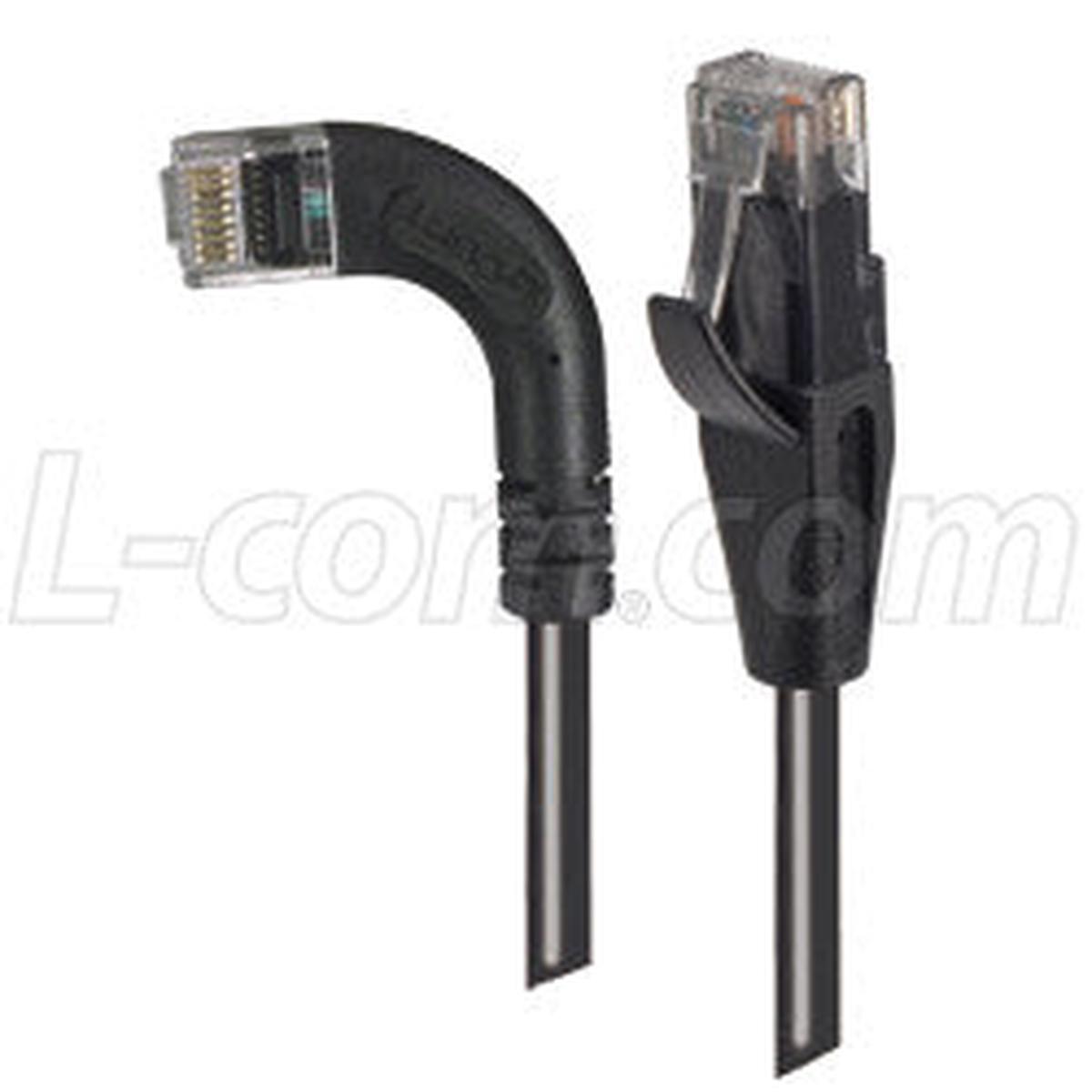 Cat 6 LSZH Right Angle Patch Cable, Straight/Right Angle Left, Black, 15.0 ft