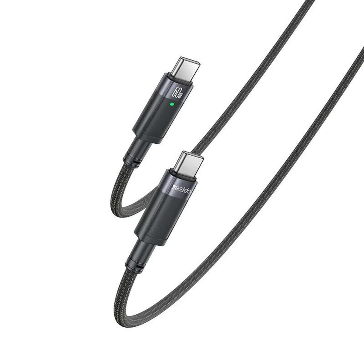 Yesido CA160 1.2m 60W Type-C to Type-C Auto Power-off Charging Cable  Black
