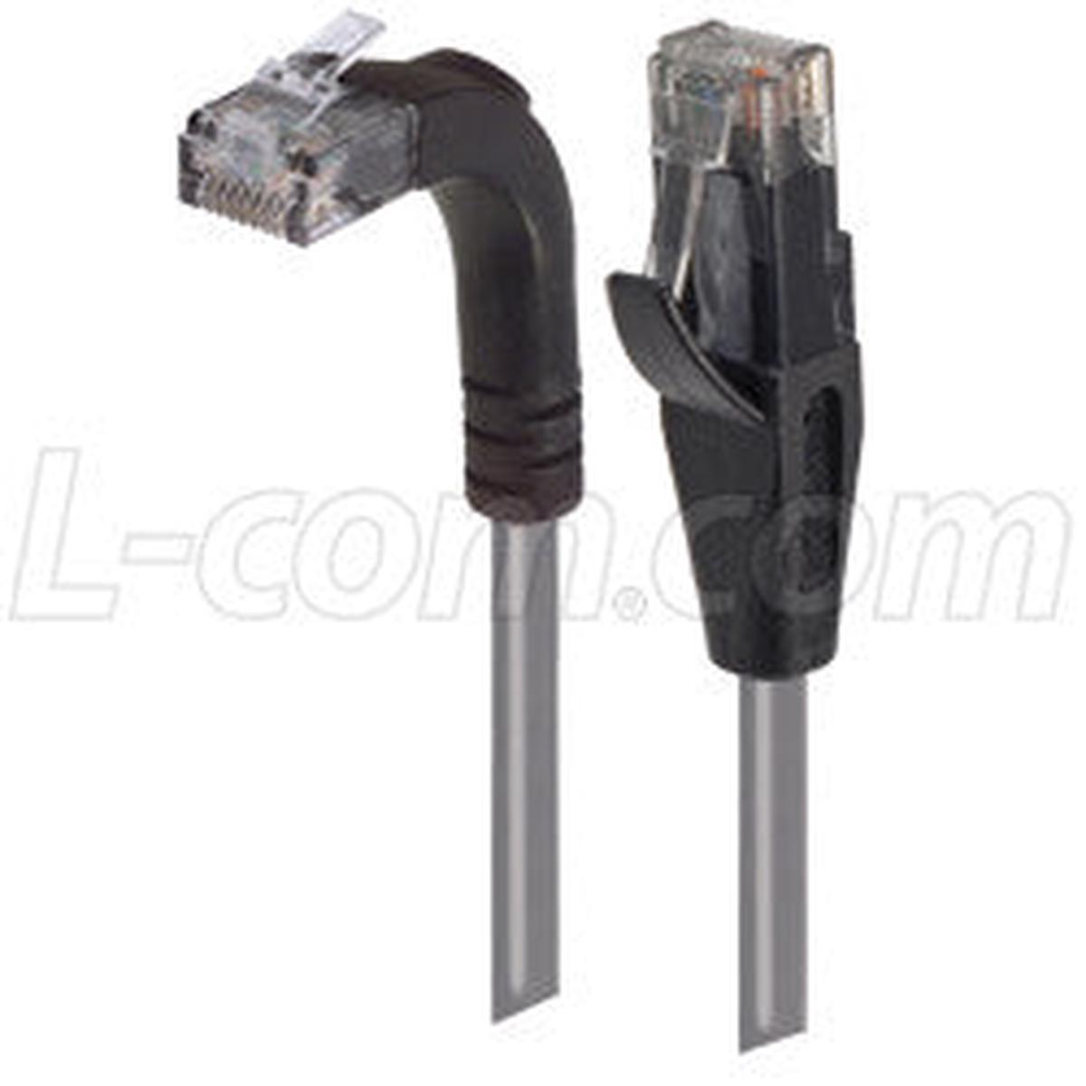 Cat 5E Right Angle Patch Cable, Straight/Right Angle Up, Gray, 10.0 ft