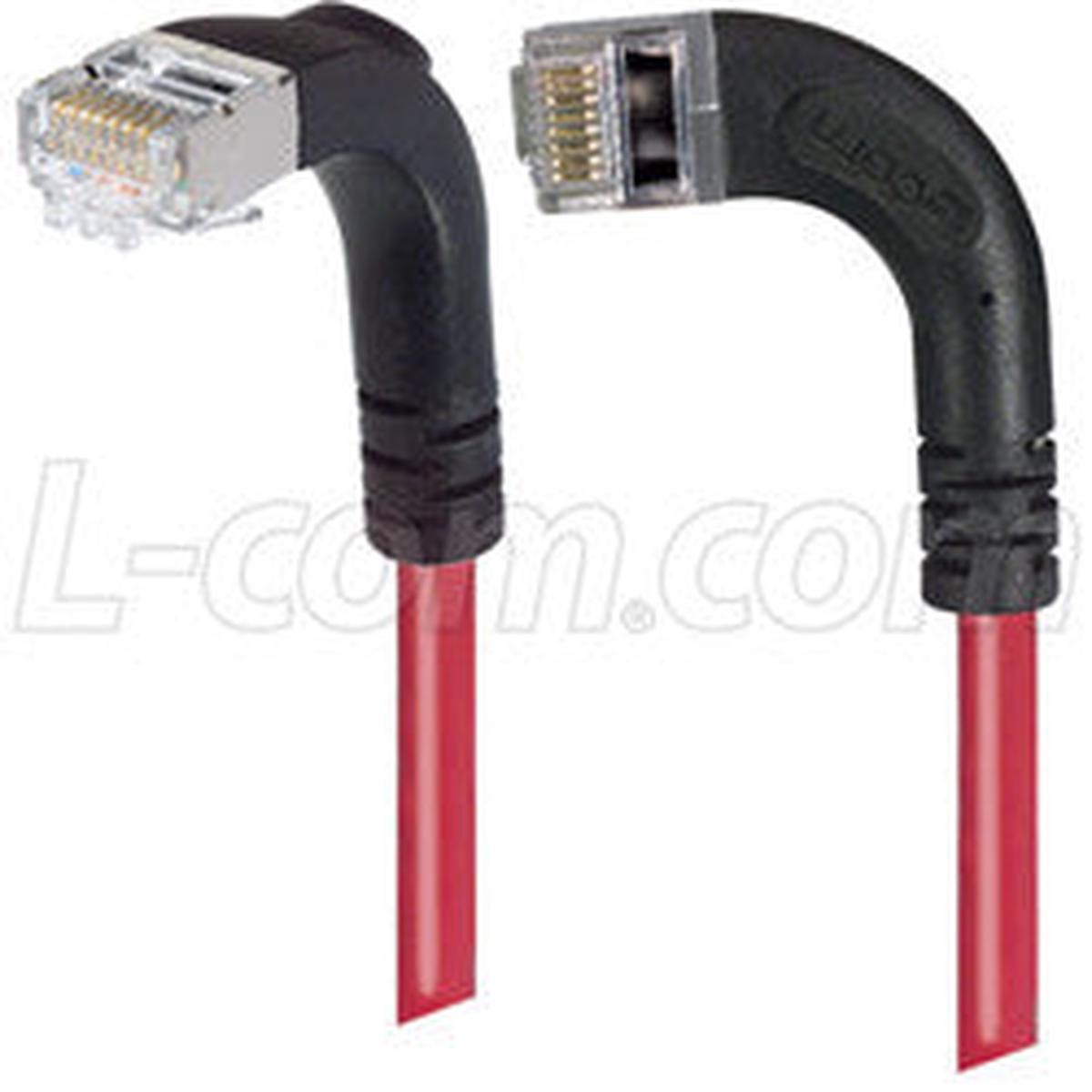 Cat 6 LSZH Right Angle Patch Cable, Right Angle Left/Right Angle Down, Red, 5.0 ft