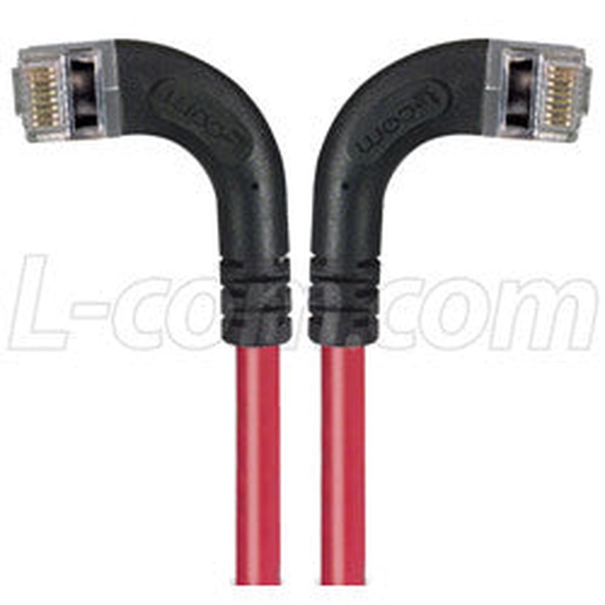 Cat 6 Shielded LSZH Right Angle Patch Cable, Right Angle Left/Right Angle Right, Red, 10.0 ft