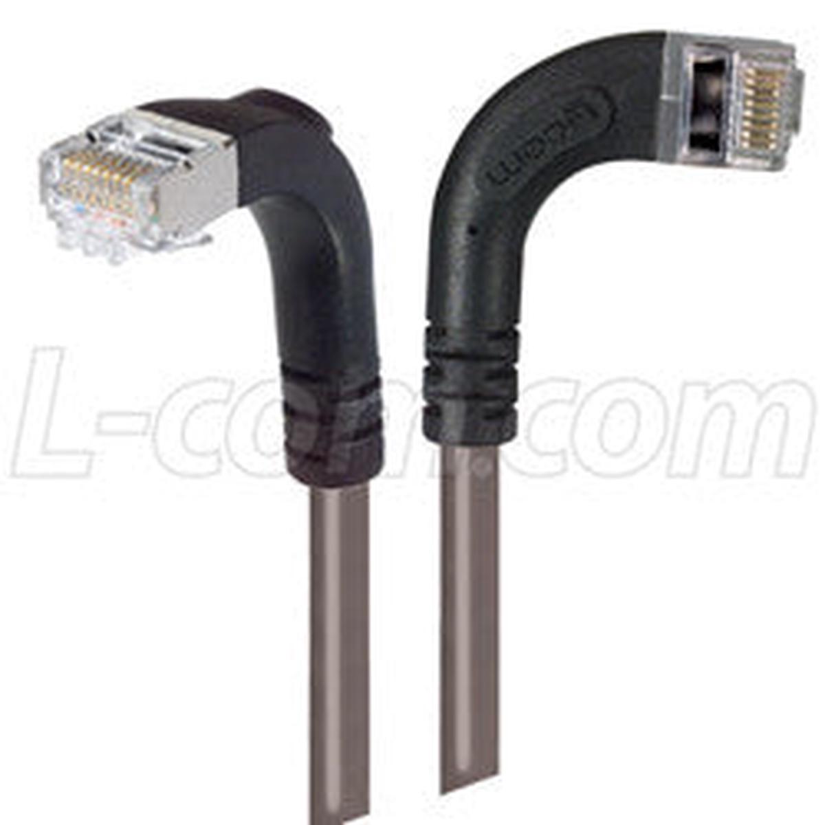 Cat 6 Shielded LSZH Right Angle Patch Cable, Right Angle Right/Right Angle Down, Gray, 15.0 ft