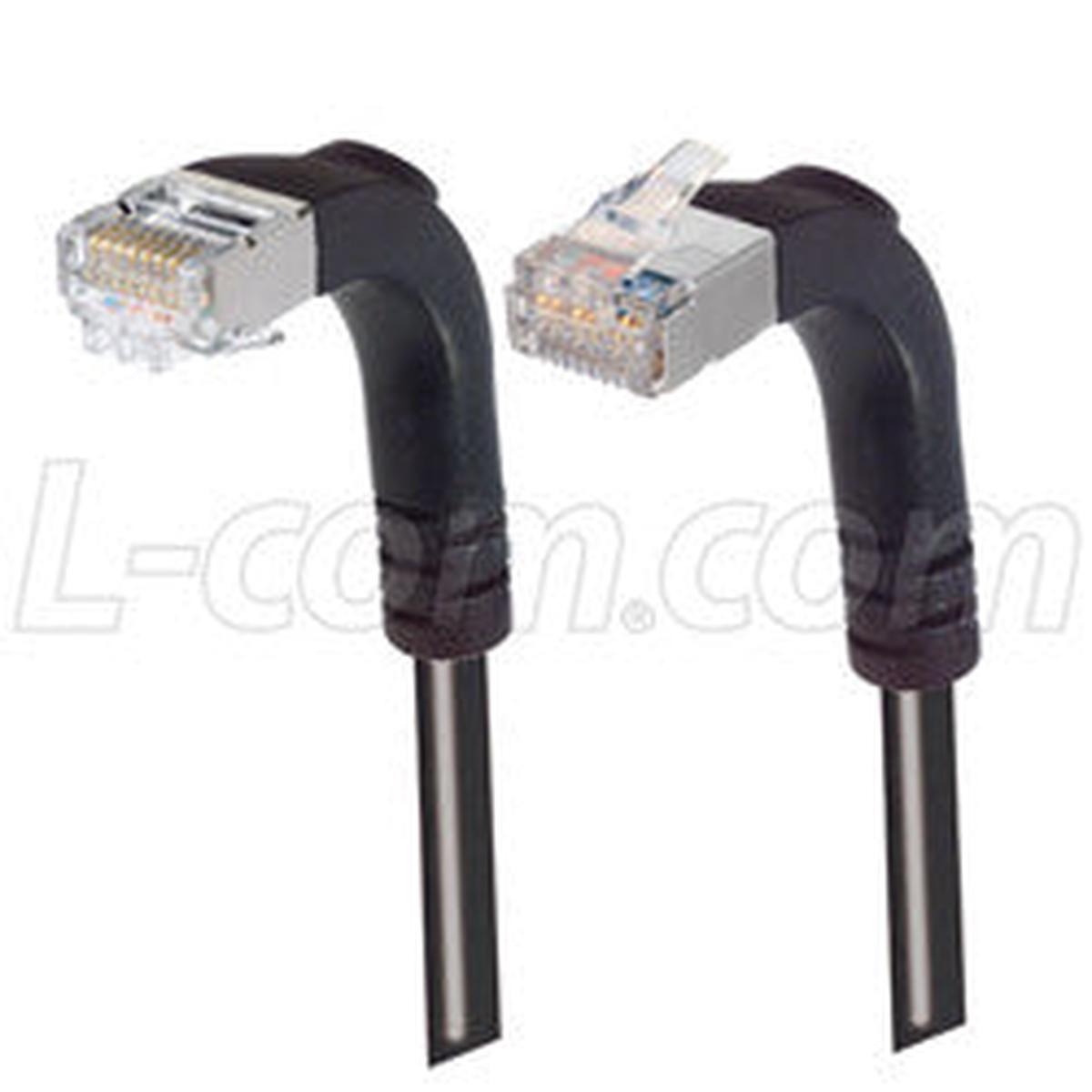 Cat 6 Shielded LSZH Right Angle Patch Cable, Right Angle Up/Right Angle Down, Black, 2.0 ft