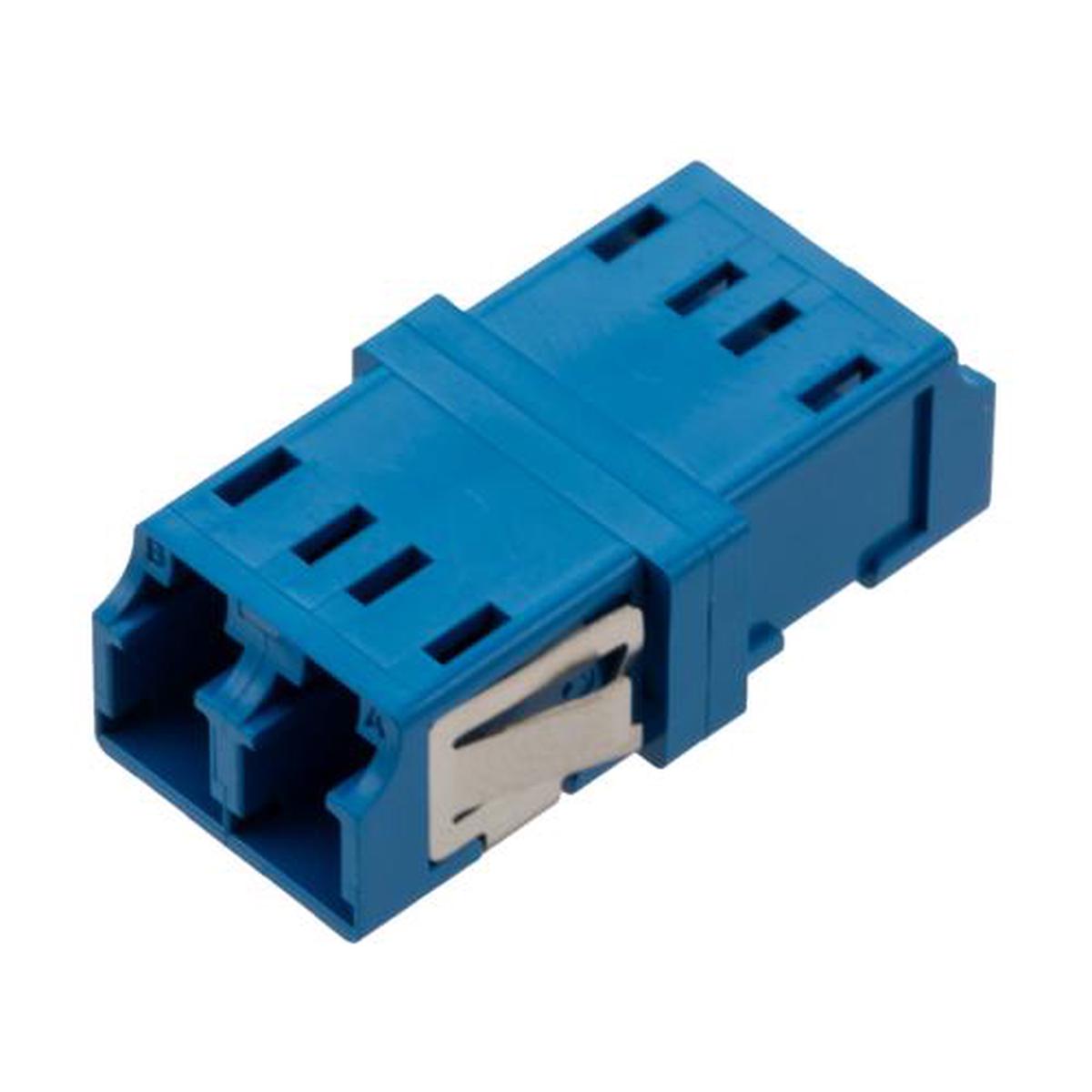Fiber Optic Adapter, LC Duplex, low-profile, no flange, Blue