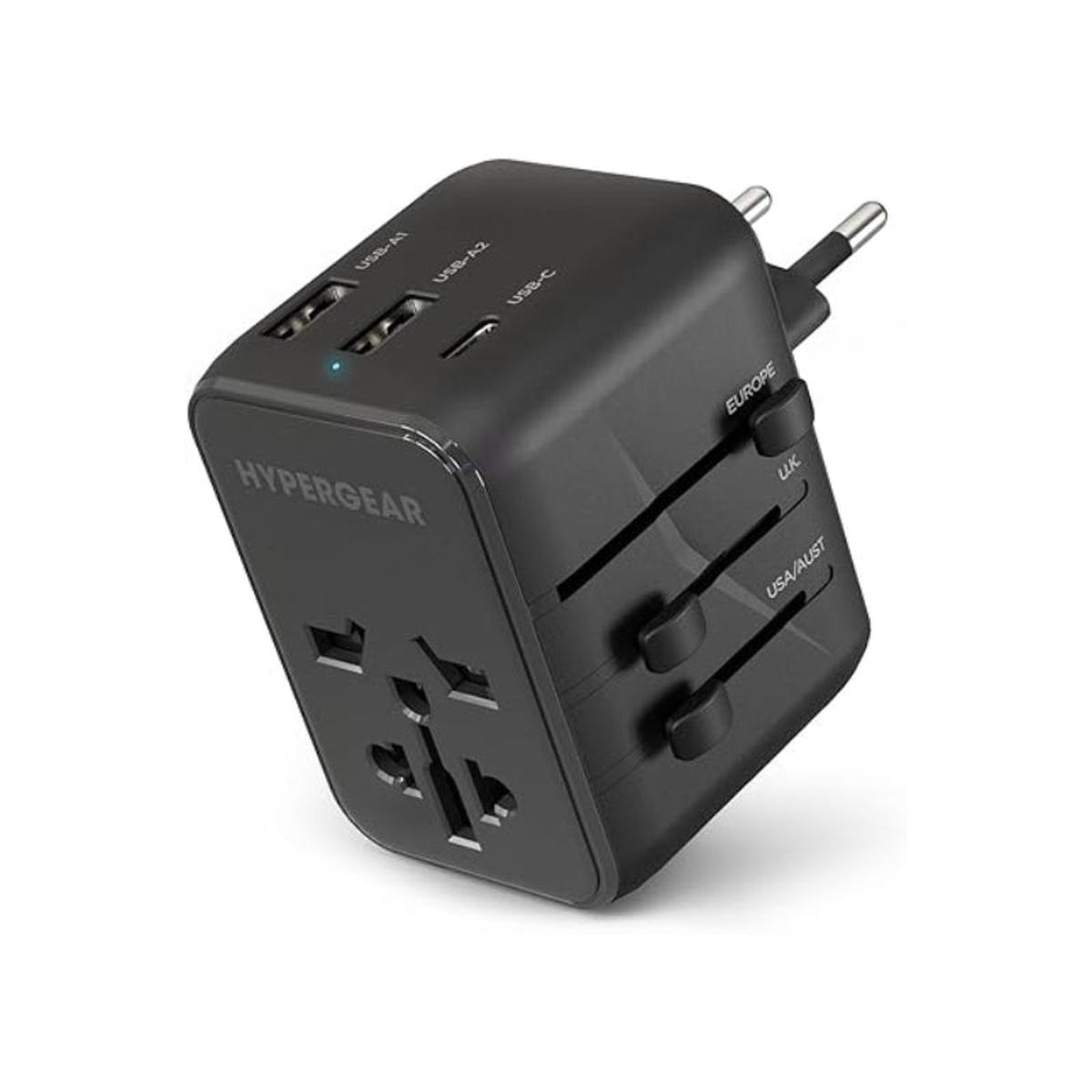HyperGear WorldCharge Universal Travel Adapter with USB-C - Black